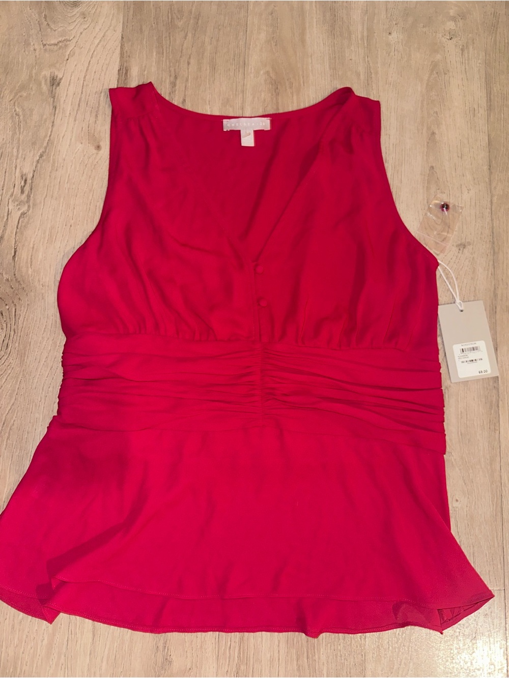 Chelsea28 Fuchsia Sleeveless Ruched Waist Tank